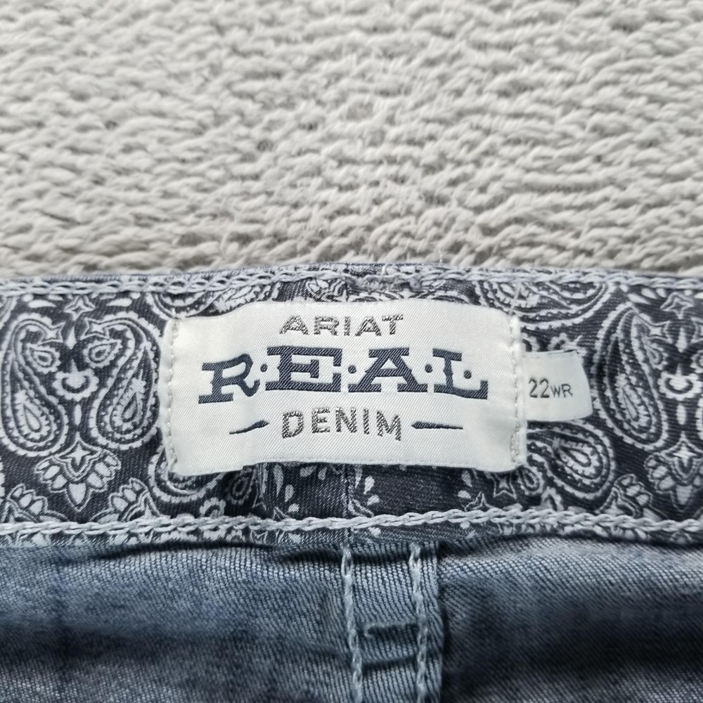Ariat Real Jeans Womens 22W Blue Bootcut Mid Rise Stretch Faded Dark Wash - Picture 3 of 10